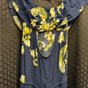 Chelsea & Violet Navy and Yellow Floral Jumpsuit